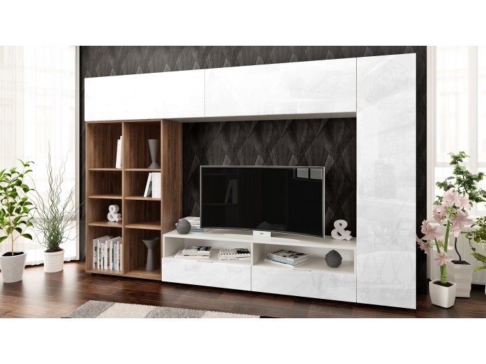 Секция ZITA (brandy castello oak/MDF white gloss)